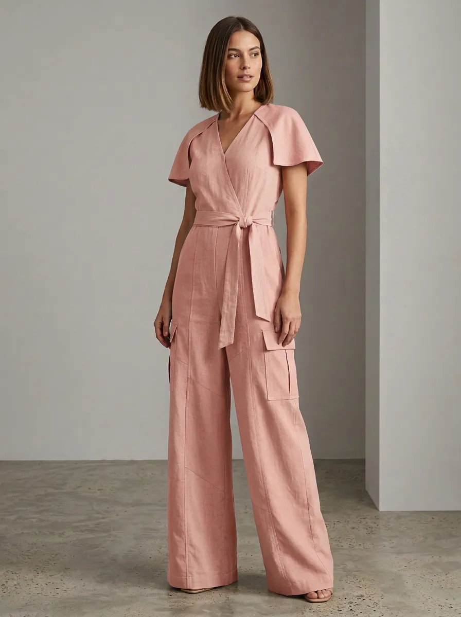 Women's Patchwork Colorblock Cargo Jumpsuit