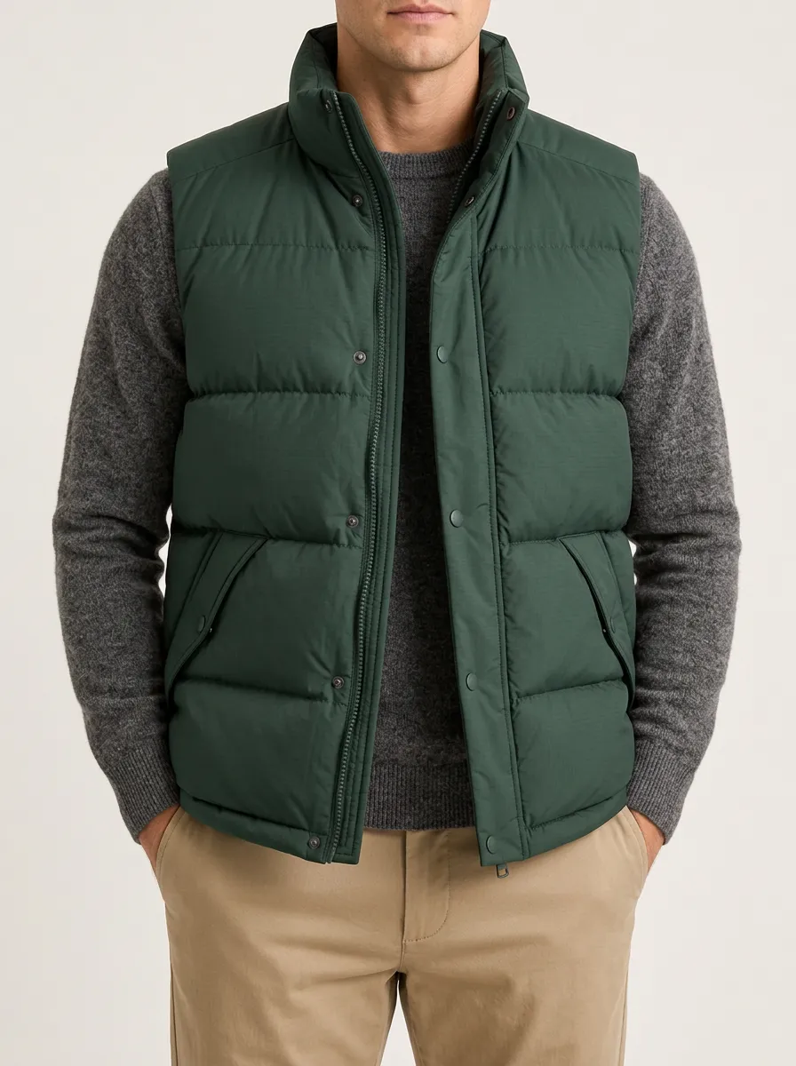 Men's Forest Green Classic Quilted Down Vest