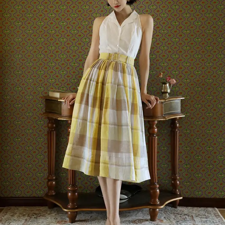 Flexible Easy Everyday Casual Plaid Skirt