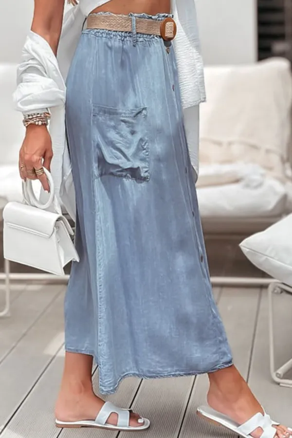 Pocket Frill Midi Skirt