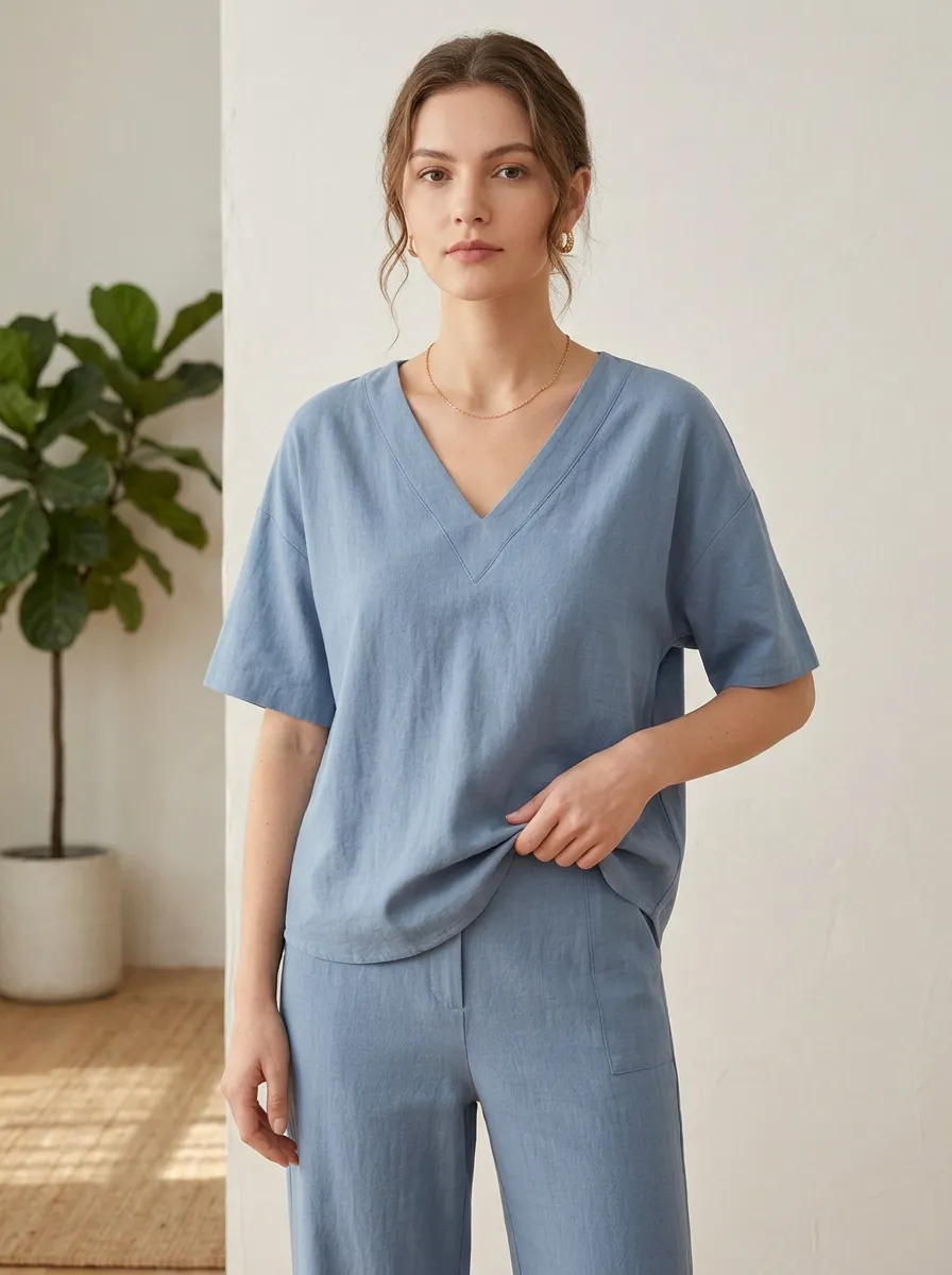 Refined Women's V-Neck Casual Lounge Set