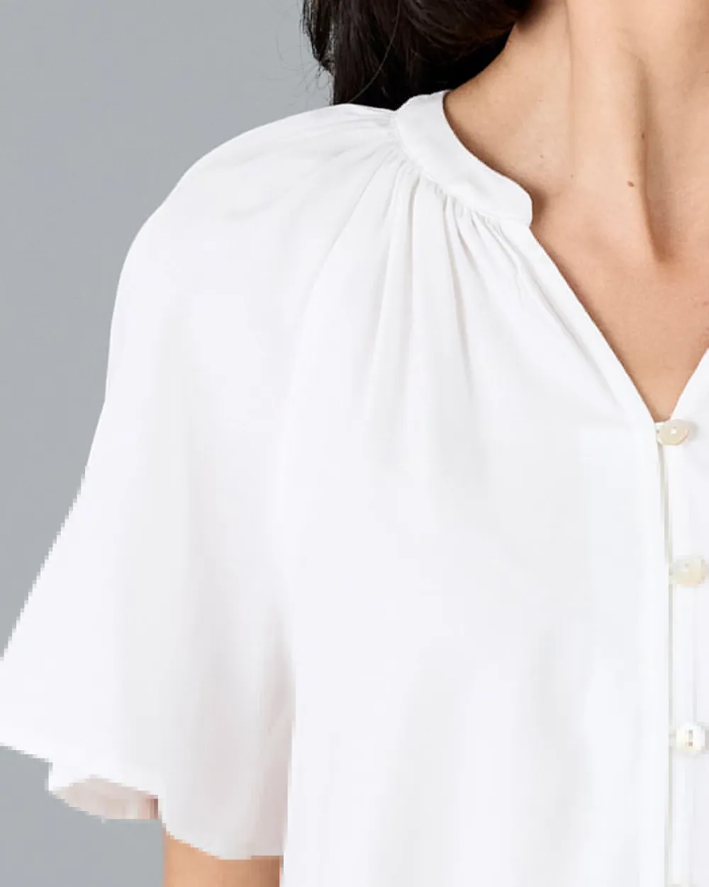 Elegant White Short Sleeve Blouse
