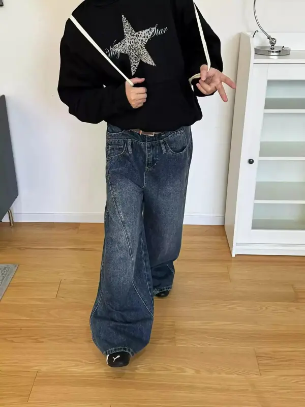 Washed Asymmetric Style Jeans