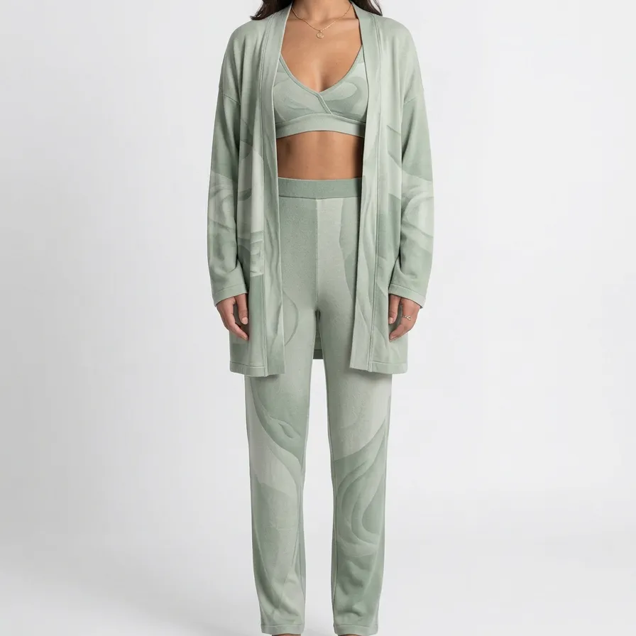 Swirl Open Front Cardigan Lounge Set