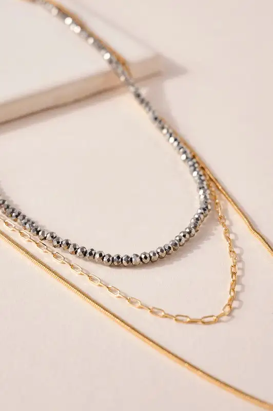 Layered Glass Bead Chain Necklace