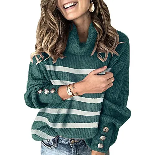 Women's Oversized Turtleneck Chunky Pullover Sweaters Cowl Neck Long Sleeve Winter Slouchy Loose Knit Sweaters