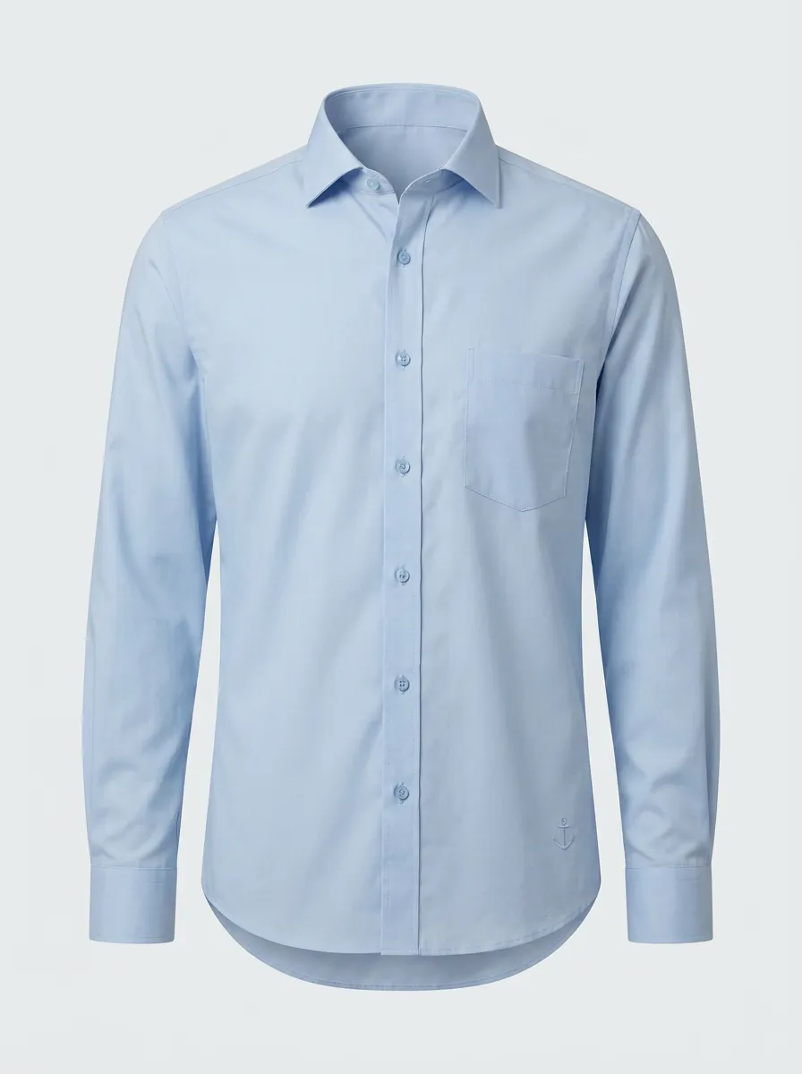 Men's Nautical Anchor Embroidered Non-Iron Cotton Shirt
