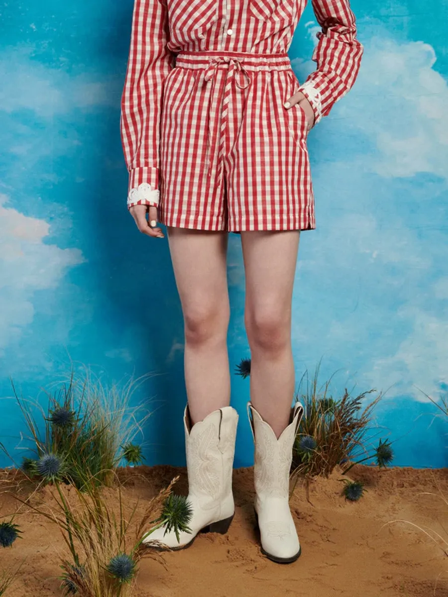 Casual Style Straight Gingham Shorts