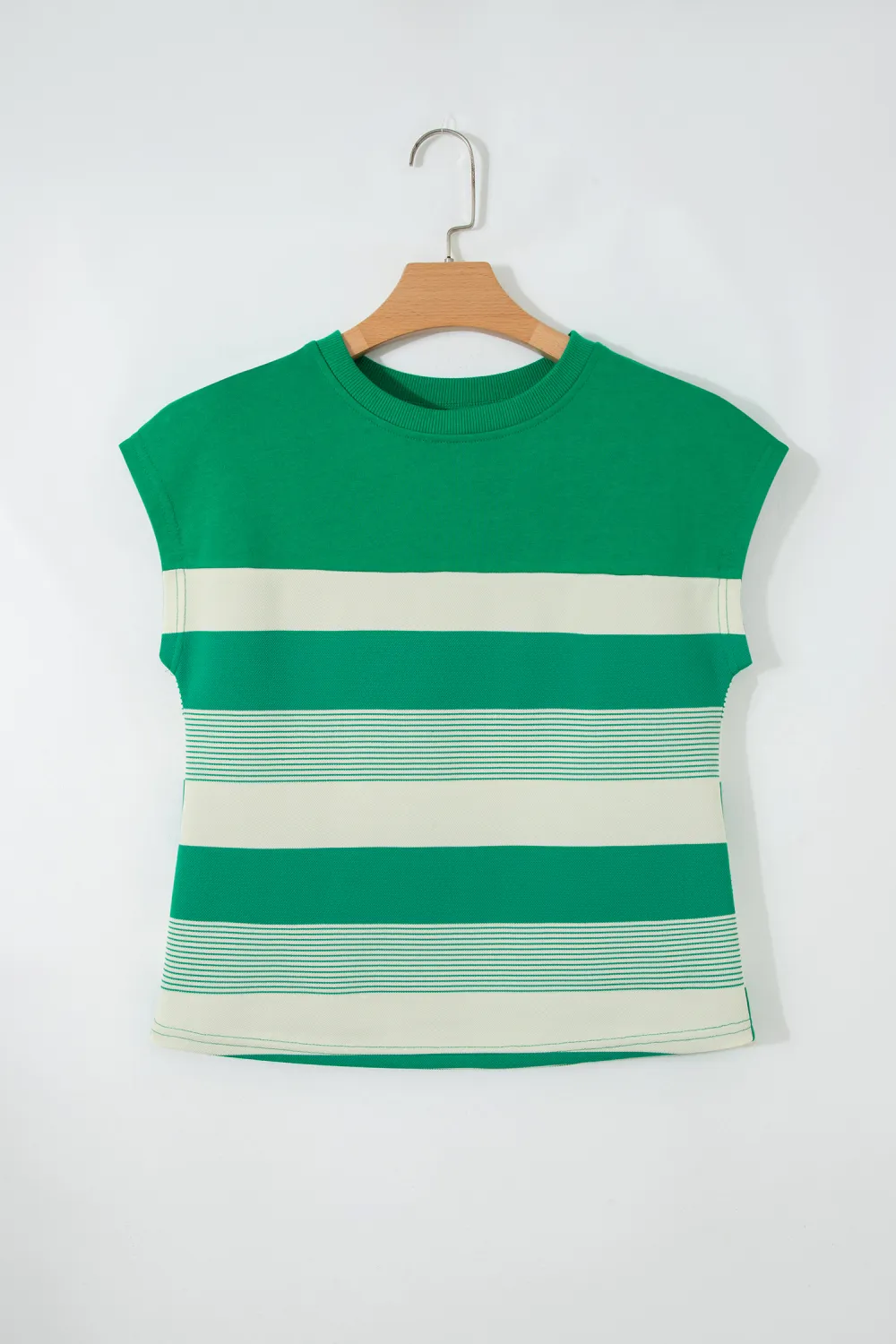 Green Stripe Mixed Print Crew Tee