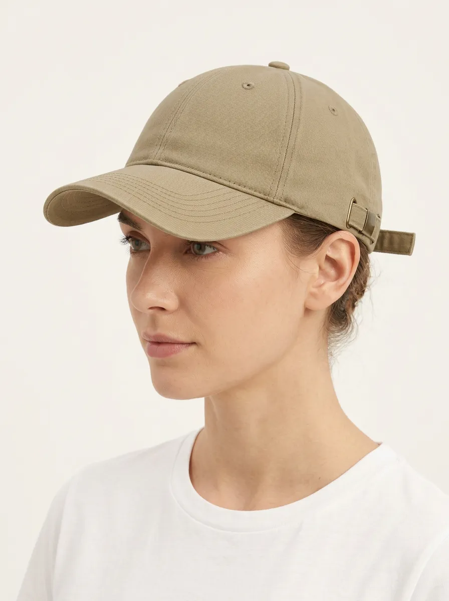 Unisex Minimalist Khaki Plain Cotton Curved Brim Baseball Cap