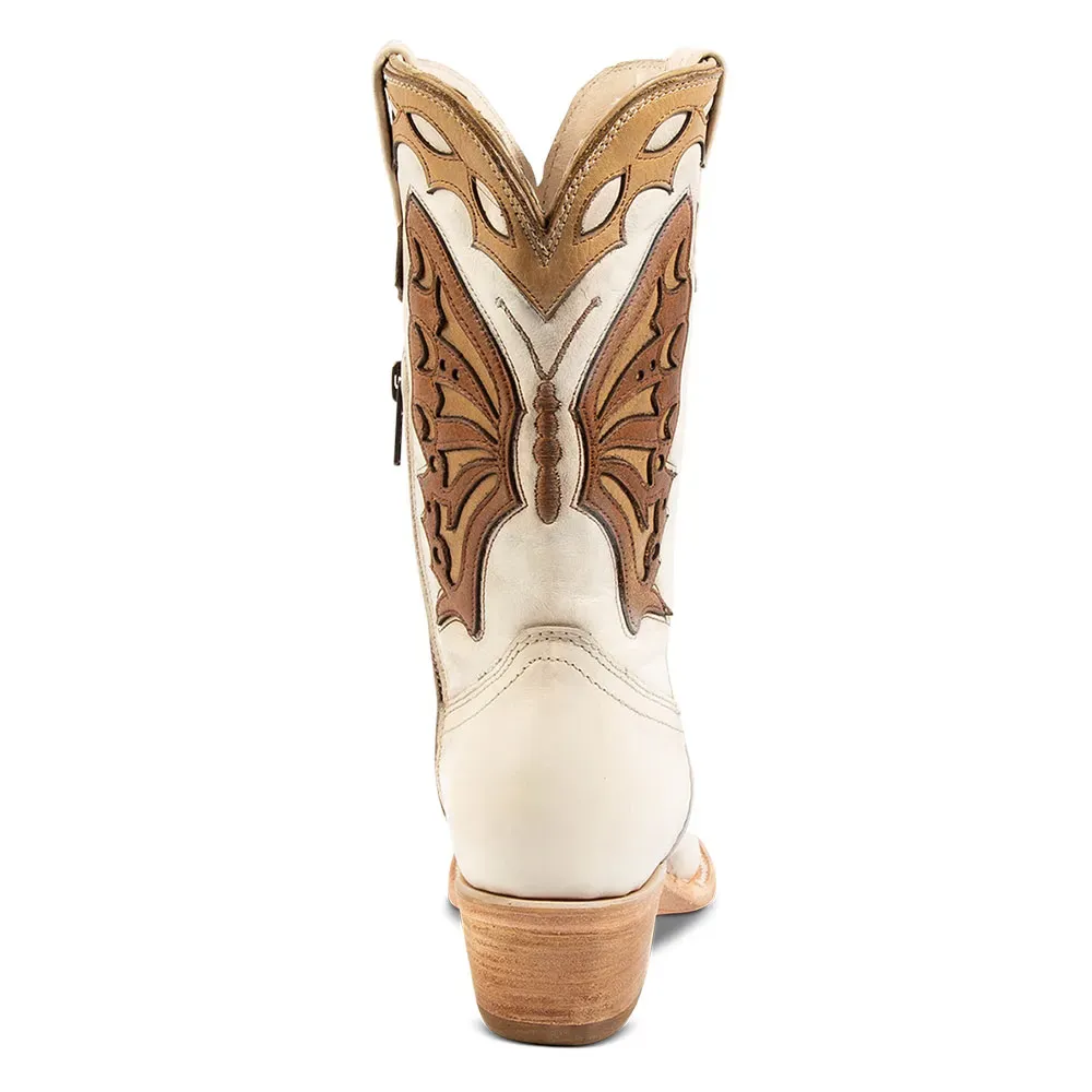 Faux-Leather Zip-Up Snip-Toe Chunky-Heel Mid-Calf Boots
