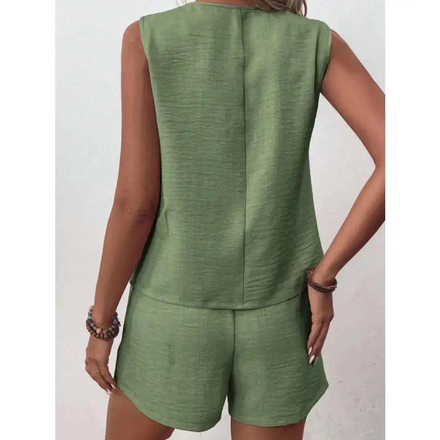 Relaxed Button Up Vest and Shorts Set
