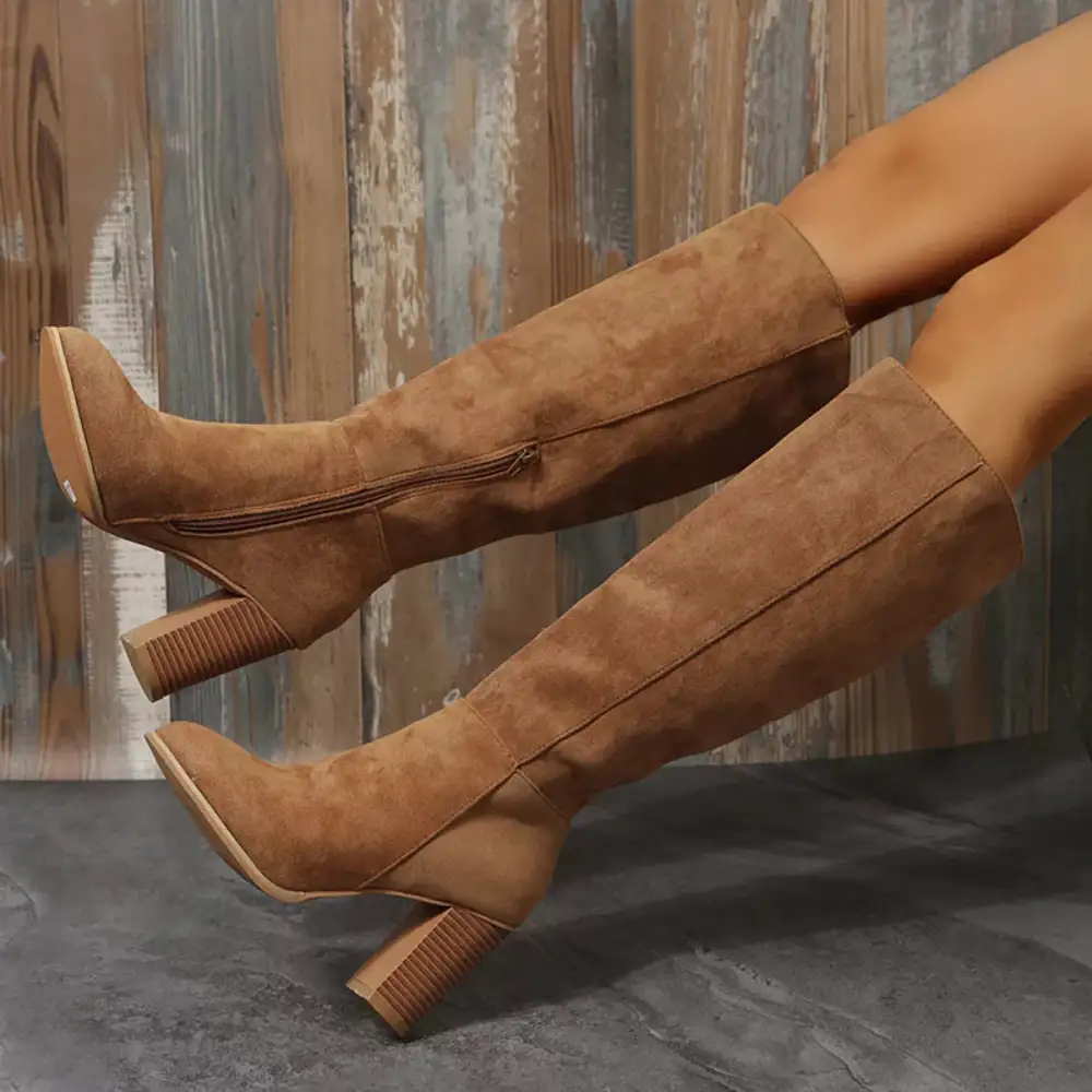 Soft Pointed Toe Block Heel Boots