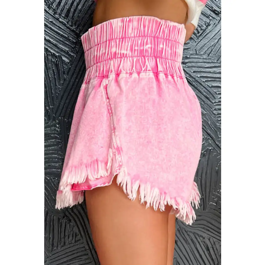 Raw Hem Frayed Washed Denim Shorts