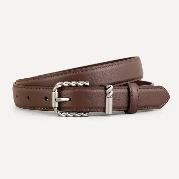 Leather Belt with Twisted Buckle