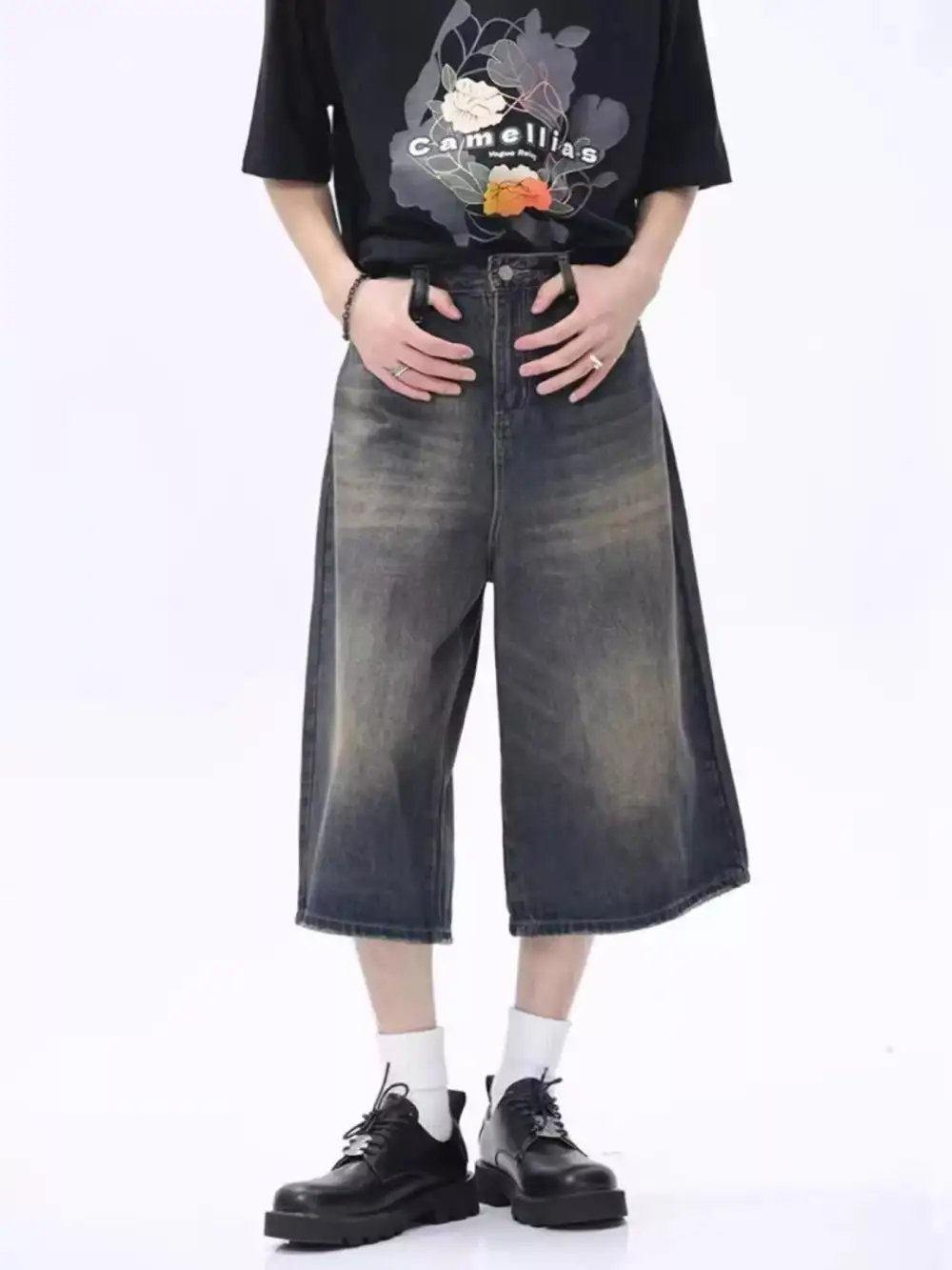 Men's Full Size Vintage Wash Wide Leg Denim