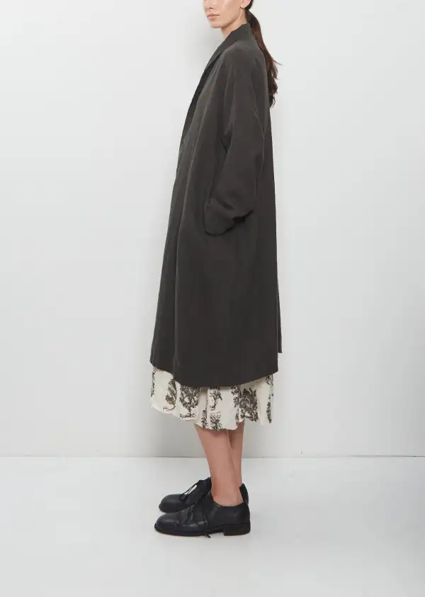 Women's Shawl Collar Canvas Longline Coat