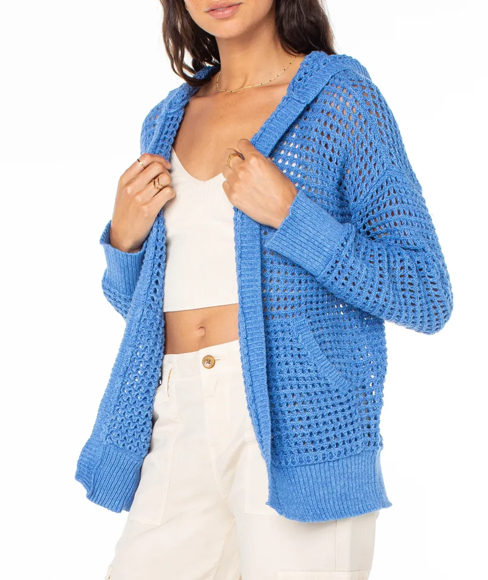 Open-Knit Hooded Sweater