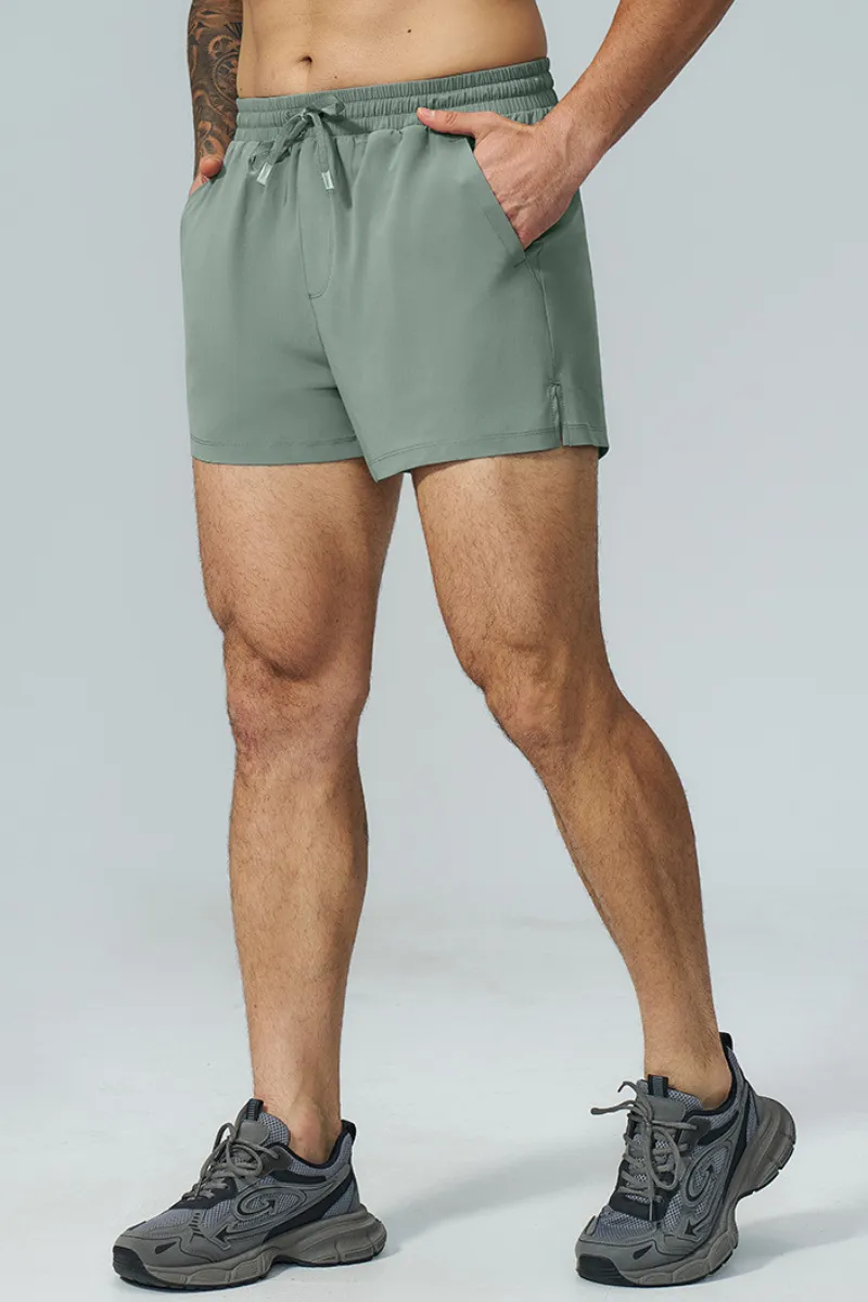 Breathable Drawstring Side Pocket Athletic Shorts