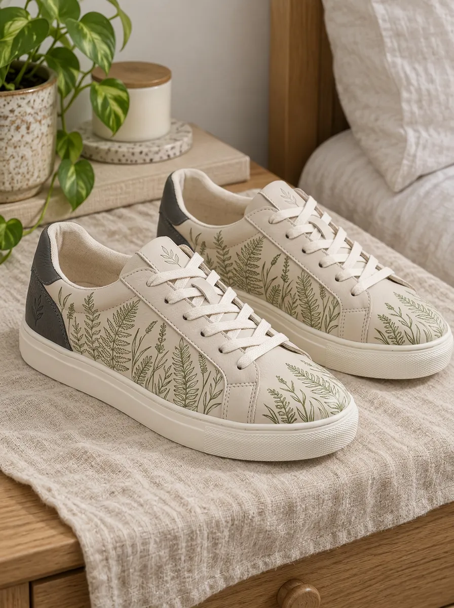 Women's Modern Botanical Nature Lover Fern Skate Shoes