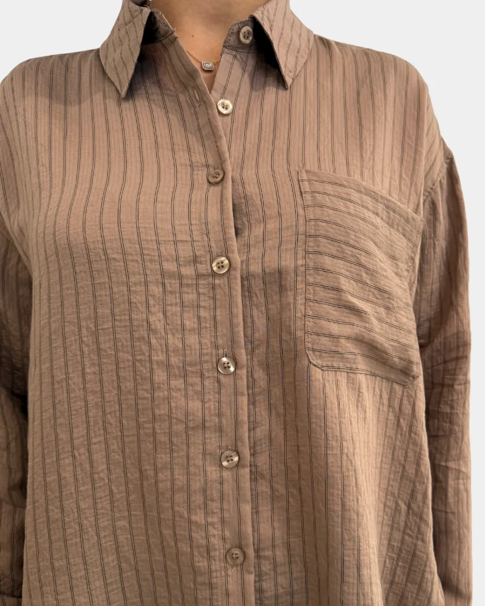 Stripe Button Front Top