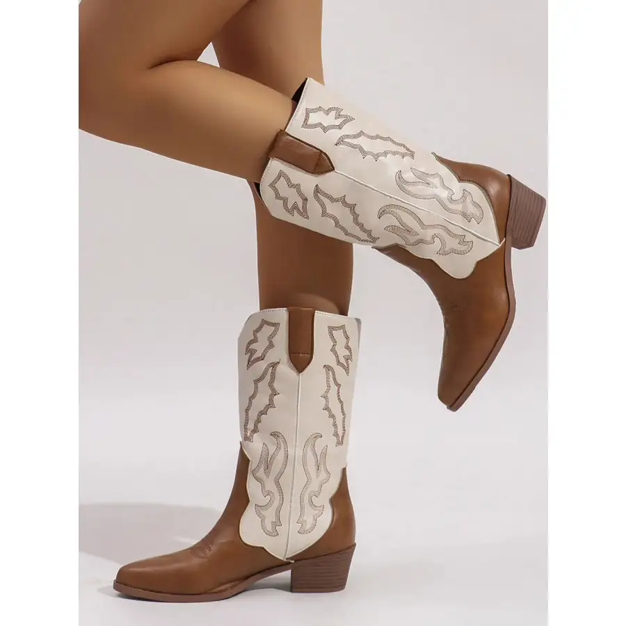Everyday Point Toe Block Heels Boots