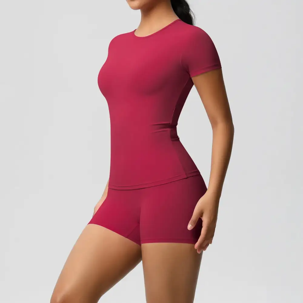 Gym Leggings Set Short Sleeve Breathable Stretchy Yoga Fitness