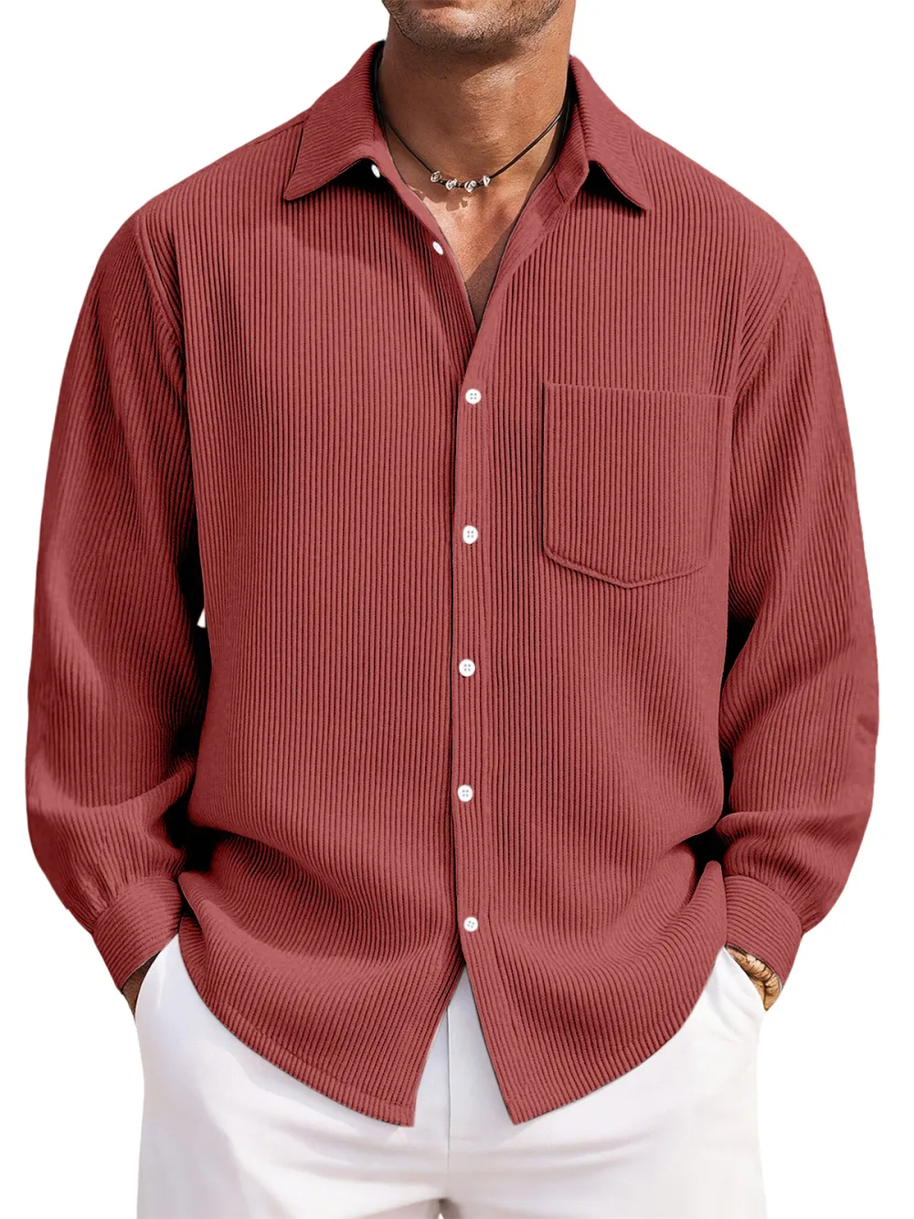 Corduroy Button Front Shirt