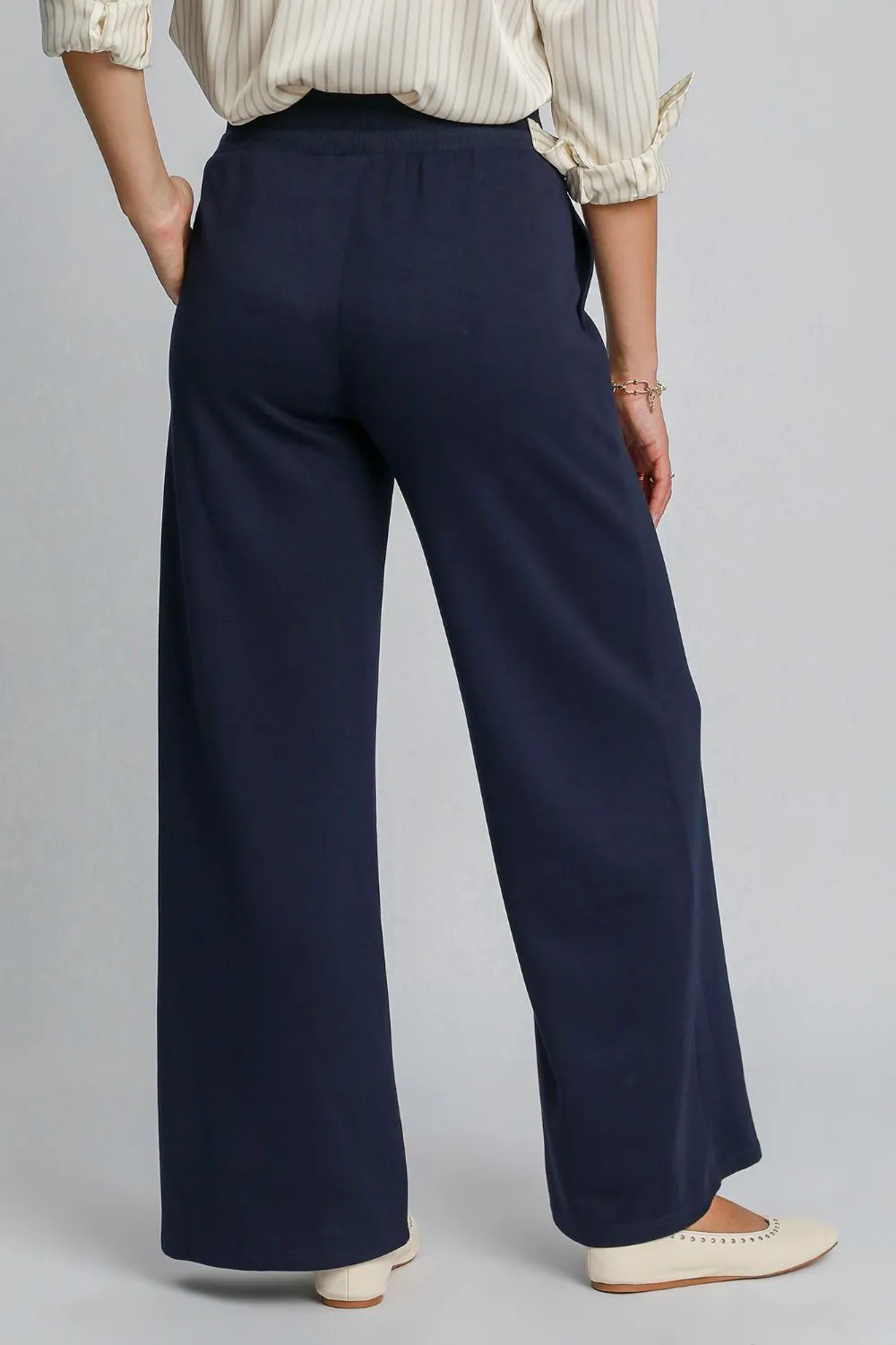 Relaxed Drawstring Wide Leg Pants With Pocket