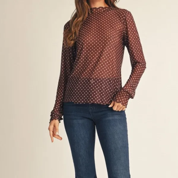 Polka Dot Mesh Top