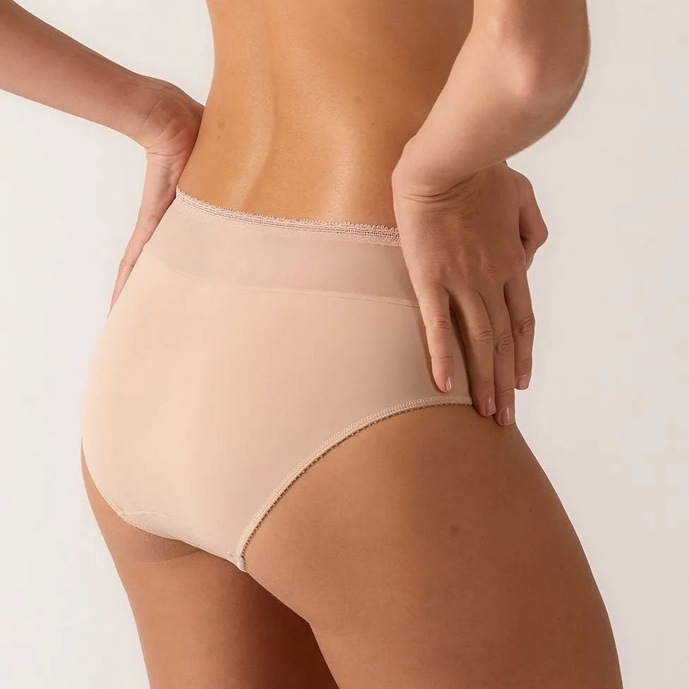 Women's Lace Mesh Sheer Detail Satin Decorative Bow Brief Panty