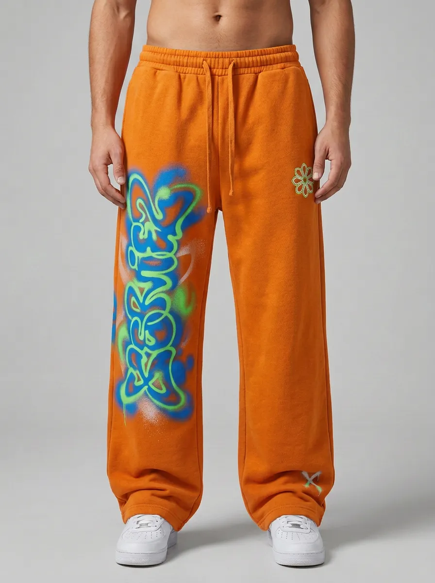 Unisex Modern Streetwear Graffiti Floral Sweatpants