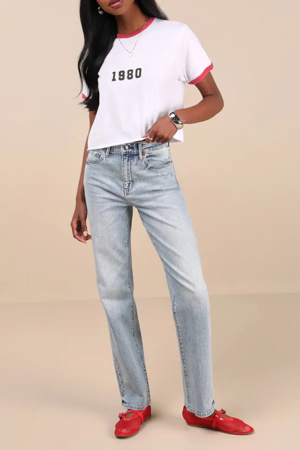 Daily Light Wash Denim Straight Leg High-Rise Jeans