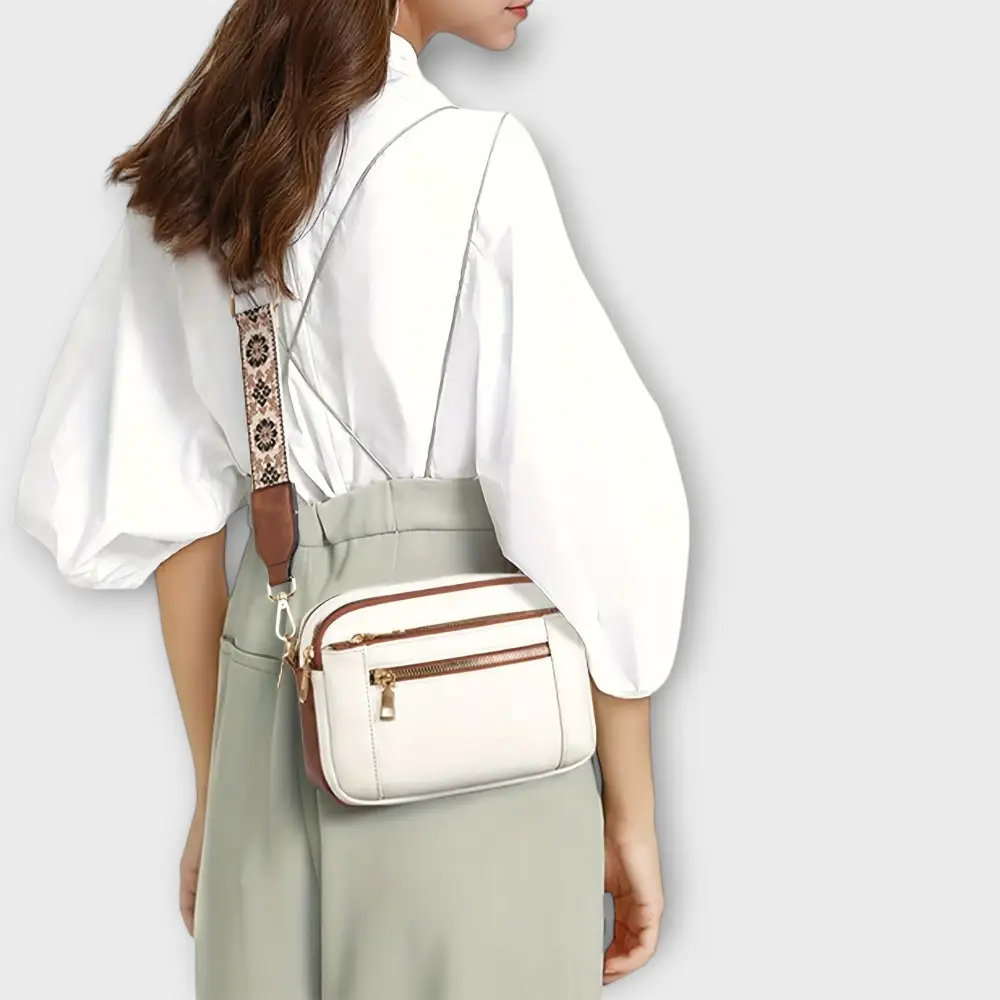 Latch Front Vegan Leather Crossbody Bag