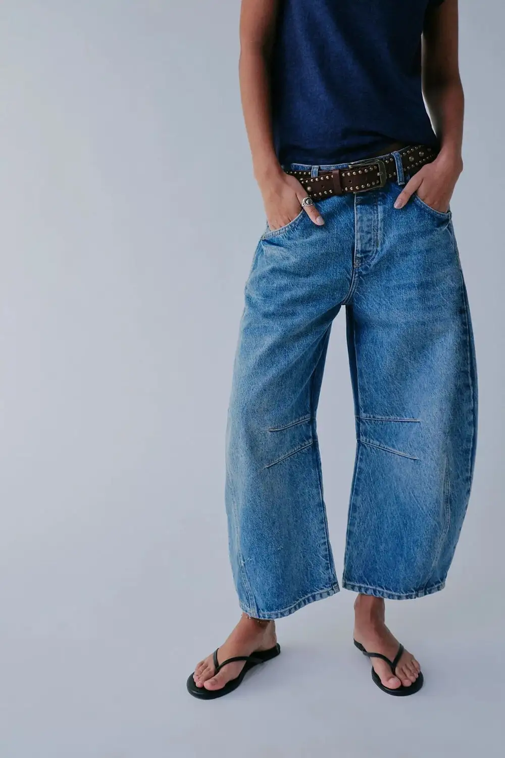 Tiered Relaxed Fit Denim Jeans