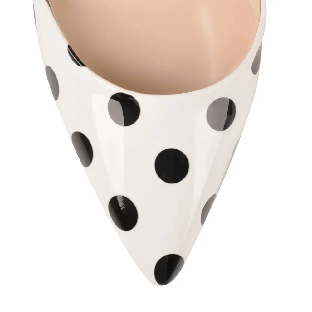 Patent Finish Polka Dot Pointed Toe Stiletto Pumps