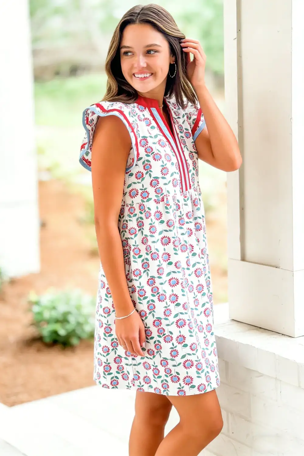 Floral Printed Flutter Sleeve Mini Dress