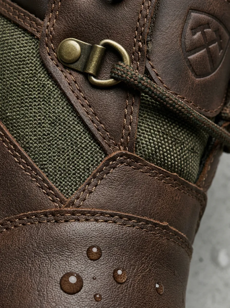 Men's Hammer Logo Brown Leather Waterproof Work Boots