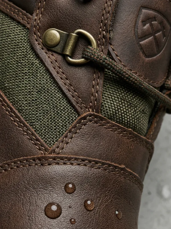 Men's Hammer Logo Brown Leather Waterproof Work Boots