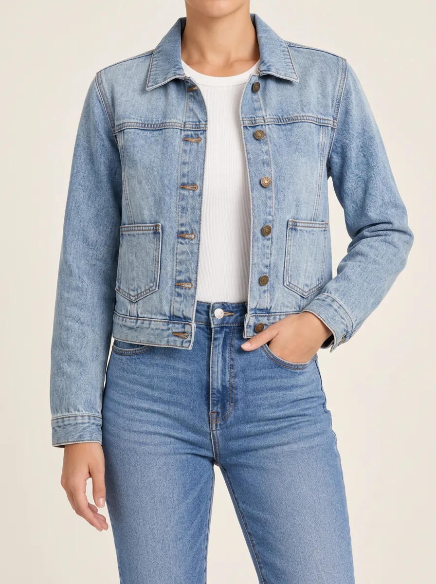 Women's Denim Jacket with Minimalist Detail