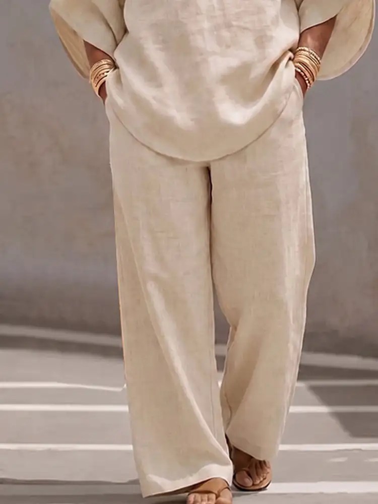 Cotton Batwing-Sleeve Two-Piece Set