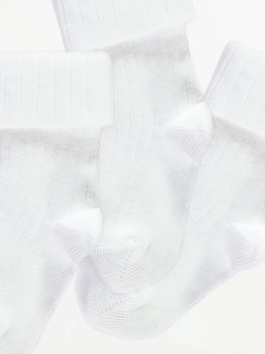 White Ribbed Socks 5 Pack