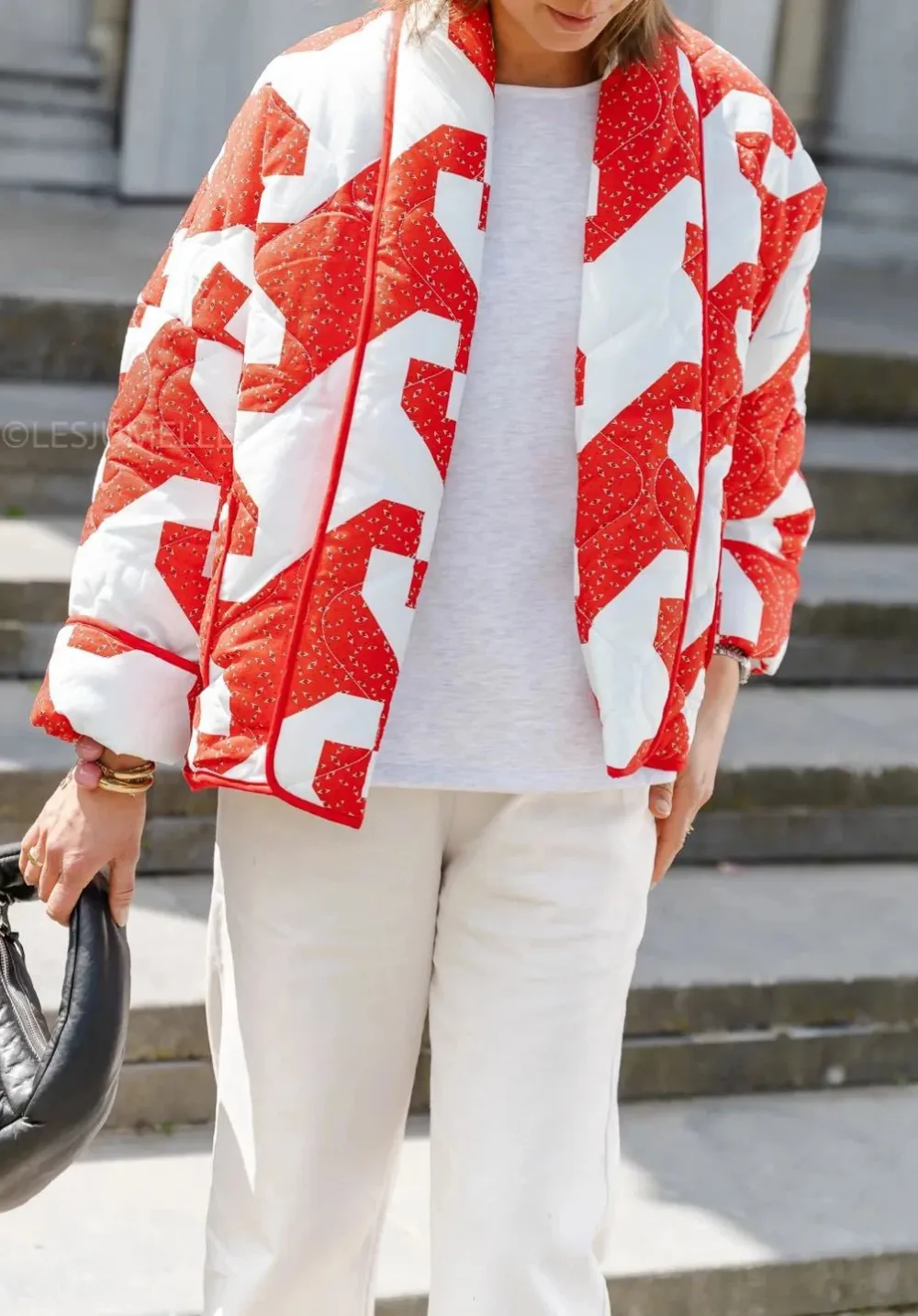Geometric Turndown Collar Floral Cardigan