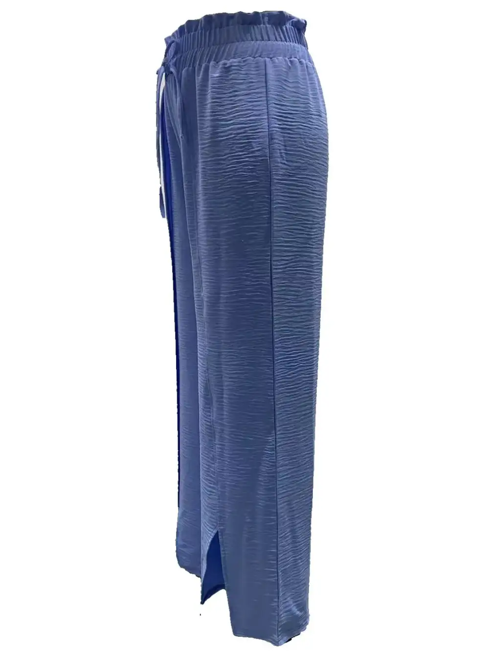 Wide Leg Slit Detail Ruffle Detail Everyday Pants