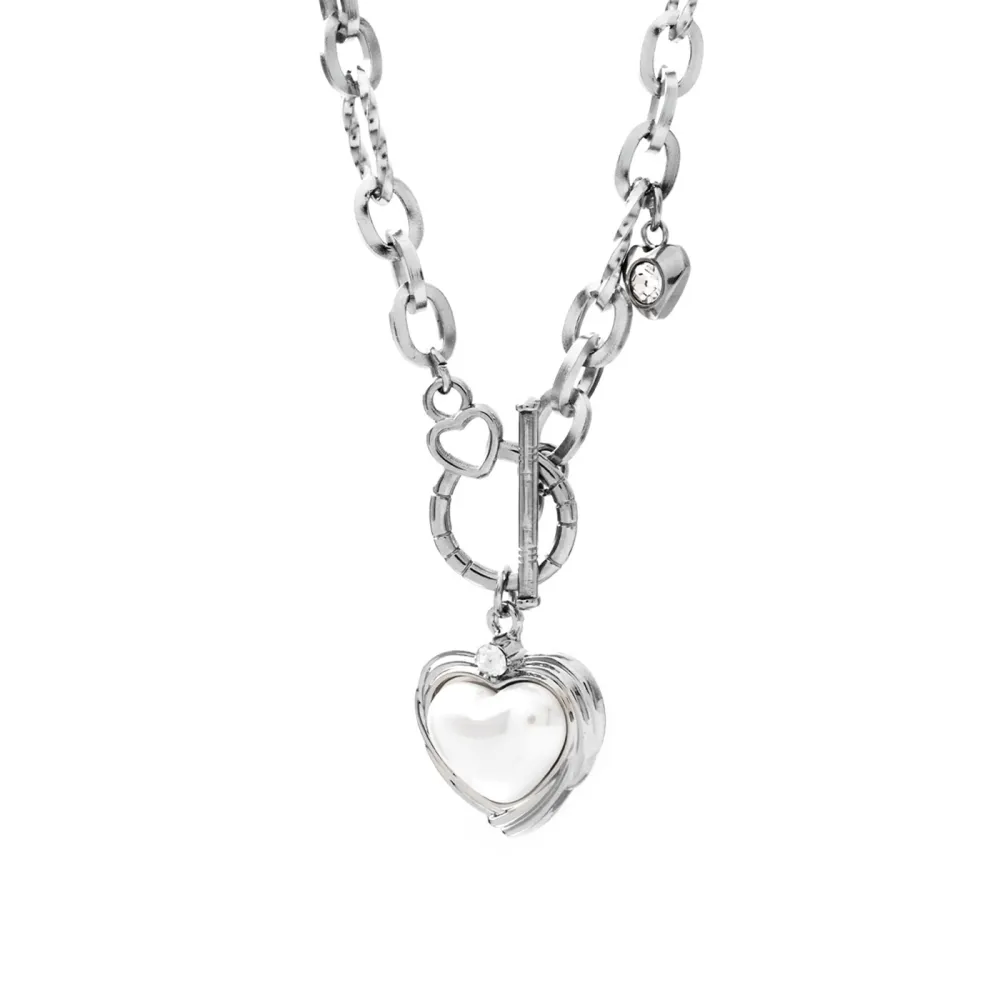 Moonlit Pearl Heart Necklace