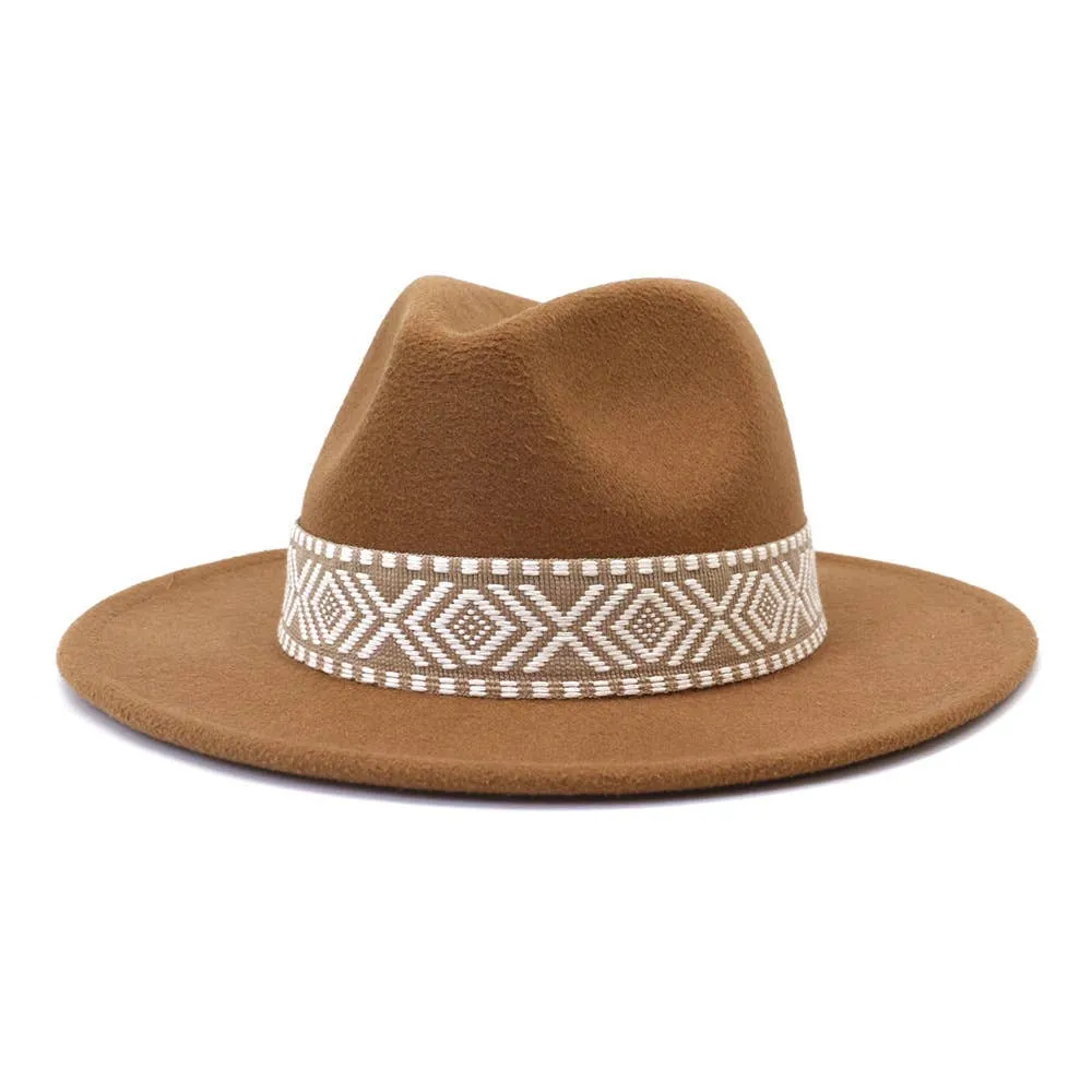 Belt Retro Flat Fedora Hat
