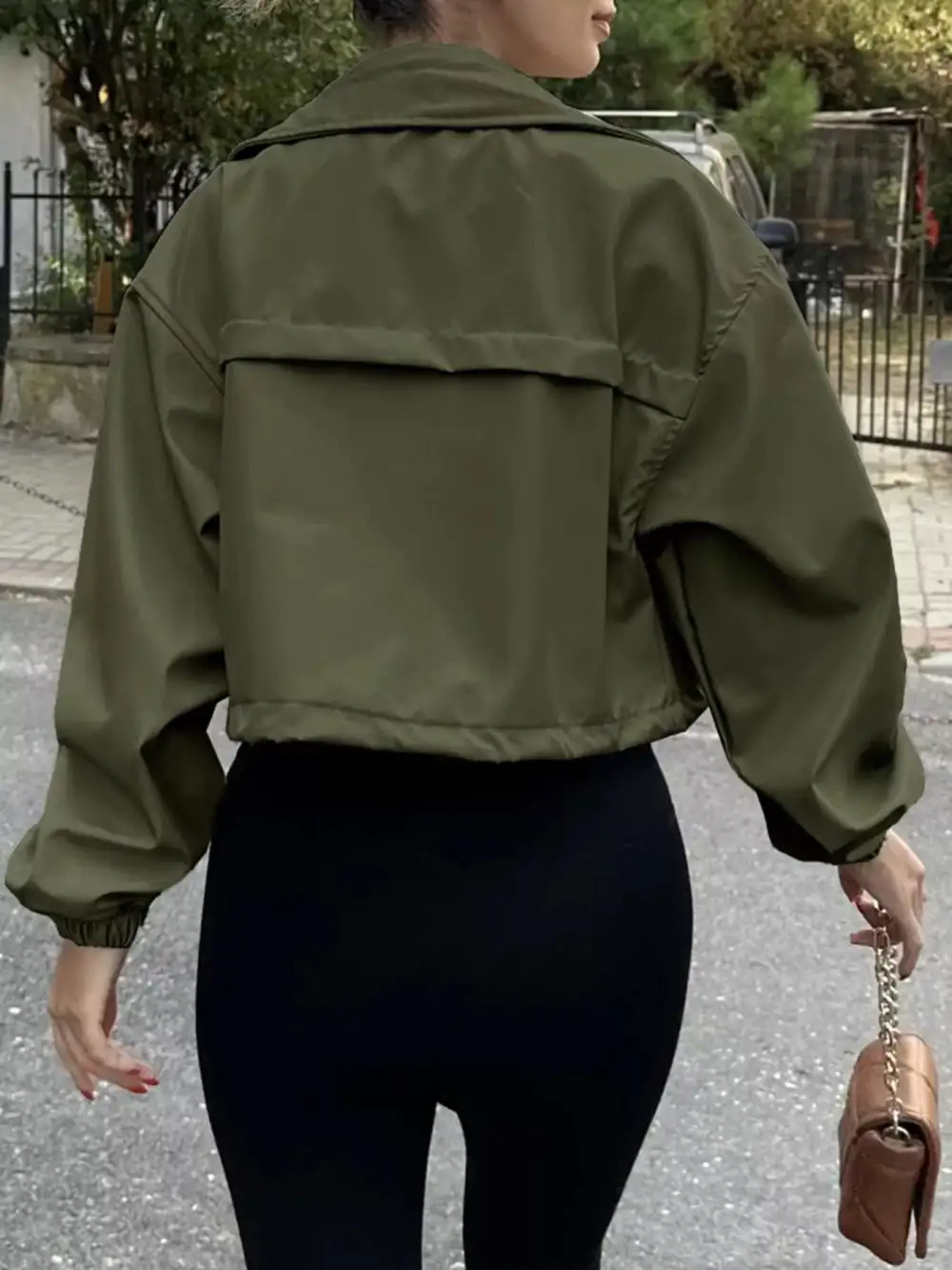 Drawstring Hem Zip Up Jacket
