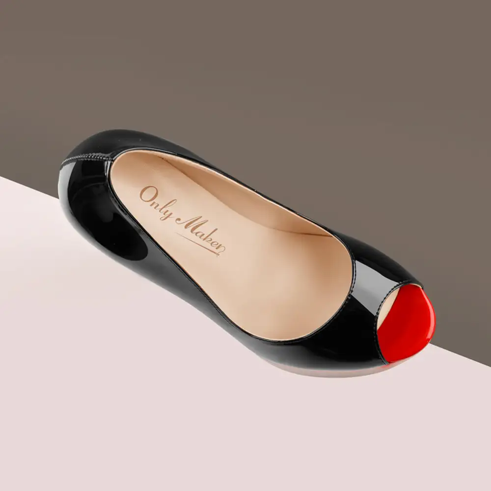 Peep Toe Double Platform Chunky Heel Pumps