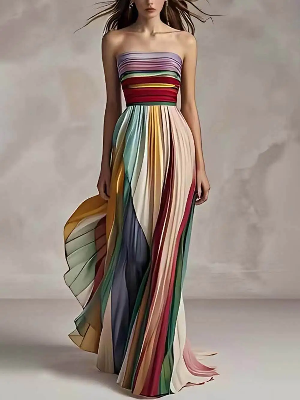 Stripe Print Off Shoulder Maxi Dress
