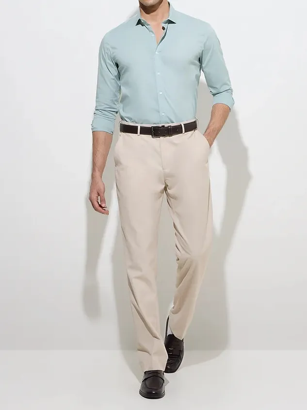 Light Teal Ultra Skinny Cotton-Blend Shirt